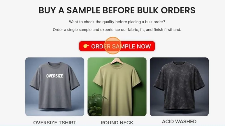Click Order Sample Now — PrintzyHub app screenshot